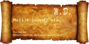 Mellik Dionízia névjegykártya